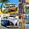 5D DIY Diamond Painting Beach Bus Picture of Rhinestone Diamond Embroidery Portrait Mosaic Needlework Home Decoration