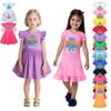 5195 Kids Girls Steal a Brainrot 67 Six Seven Printed Ruffle Short Sleeves Casual Dress