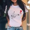 Women T-Shirts Graphic Finger Love Middle Finger Fashion Printing 90S Print Clothes Lady Tees Tops Female T Shirt Women T-Shirt