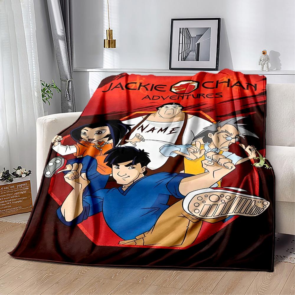 Jackie Chan Customize Your Name Blanket Cozy Customizable Blanket Warmthful Decor Throw For Sofa Office Office Chair Bed Ideal for All Seasons