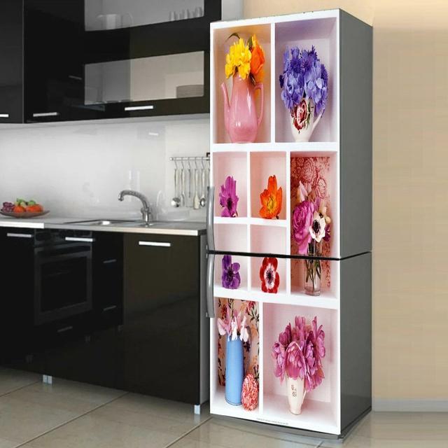 Наклейки на стену с геометрическим узором на холодильник для столовой, украшение дома, кирпичи, чашки, шкаф, виниловая наклейка для еды, художественная наклейка на стену, холодильник