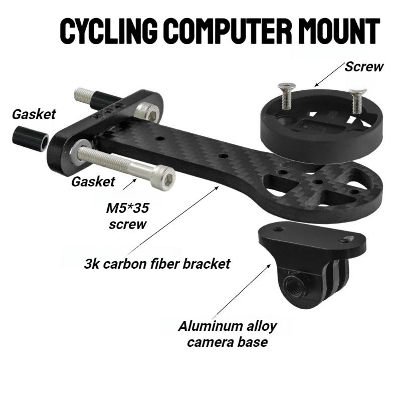 3K Carbon Fiber Bike Stem Extender for Garmin Magene Mount Underhung Camera Holder for MTB Road Bicycle Computer Accessories
