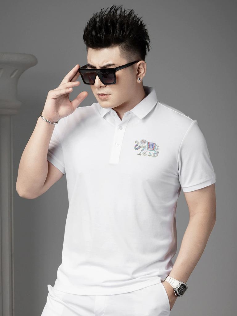 Ozhouzhan 2025 Summer New Trendy Polo Shirt Men's Fashion T-shirt High end Casual Lapel Short sleeve T-shirt