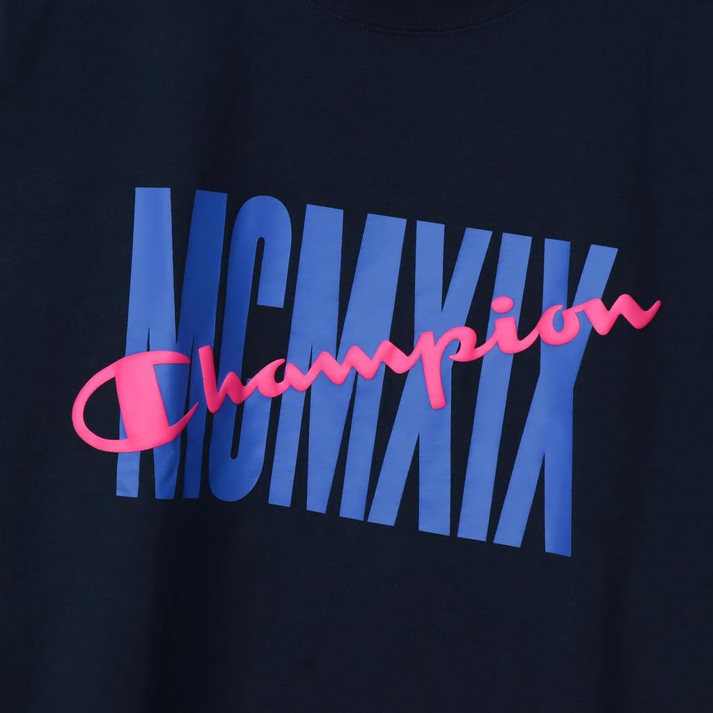 Футболка с длинным рукавом и круглым рисунком, цвет «боевой темно-синий» [Champion], рукав, горловина, 100% хлопок, принт, футболка, стиль, C3-Z402, мужская,