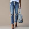 Women's Loose And Casual Trend Ripped Casual Fashion Straight Leg Jeans
