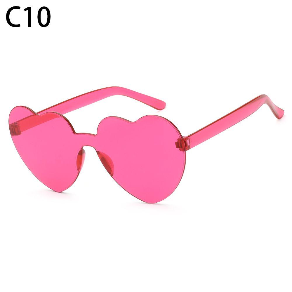 Accessories Trendy Candy Color Eyewear Heart Sunglasses Rimless Sunglasses for Women Heart Glasses