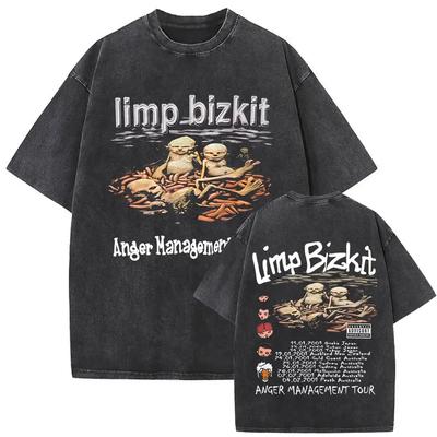 Винтажная футболка с графикой Limp Bizkit, мужская/женская, хип-хоп, повседневная, оверсайз, с коротким рукавом, унисекс, уличная одежда#Цвет(6)