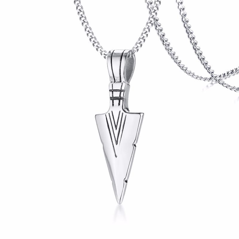 Man Necklace, Arrowhead Kunai Pendant,Stainless Steel Primal Tribal Spear Necklaces,Men Kunai Ethnic Viking Necklace