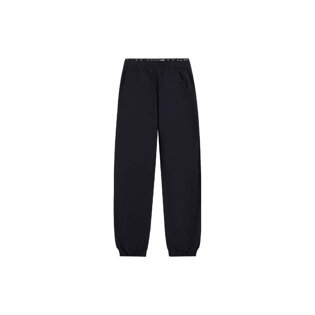 Свободные повседневные брюки Li Ning с однотонным логотипом и манжетами, женские брюки черного цвета AKXS122-3