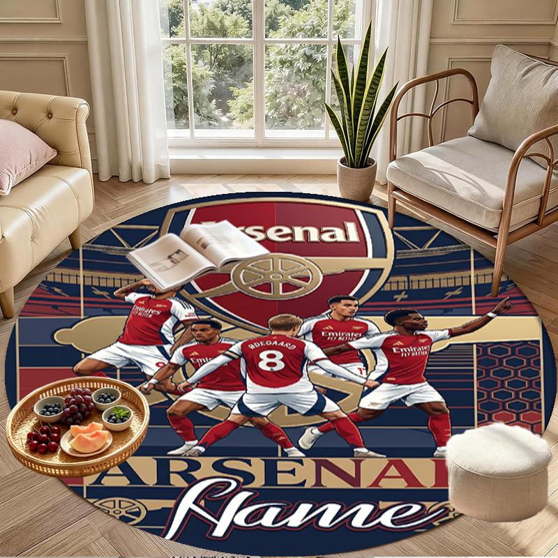 Custom Name Personalized Arsenal F.C Print Round Rug, Versatile Home Decor Carpet, for Playroom, Apartment, Balcony, Entryway, Hallway Gift