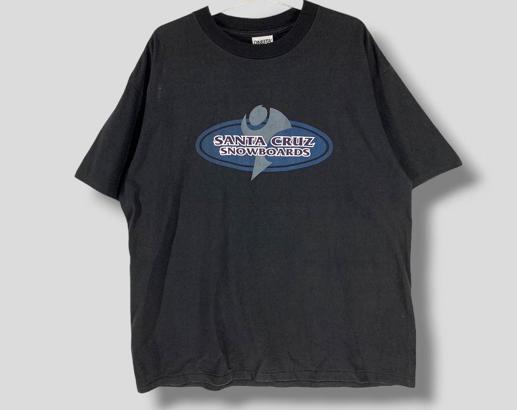 Vintage 90s Santa cruz snowboards logo T-Shirt collectible skate surf casual outfit single stitch tee black XLarge