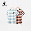 Летняя корейская полосатая футболка с коротким рукавом и рисунком для девочек
