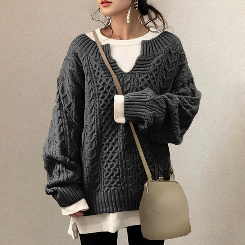 Женский модный повседневный однотонный свитер с длинным рукавом, пуловер, свитер, топ