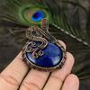 Natural Lapis Lazuli Gemstone Handmade Copper Wire Wrap Pendant 2.21" I0S55