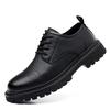 Men's Retro Business Casual Leather Shoes Cowhide Platform Big Head Platform Shoes Form Men British Style Low Work Shoe Male