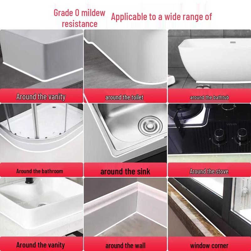 Водонепроницаемая кухонная уплотнительная лента: Устойчивая к плесени наклейка для края раковины и плиты