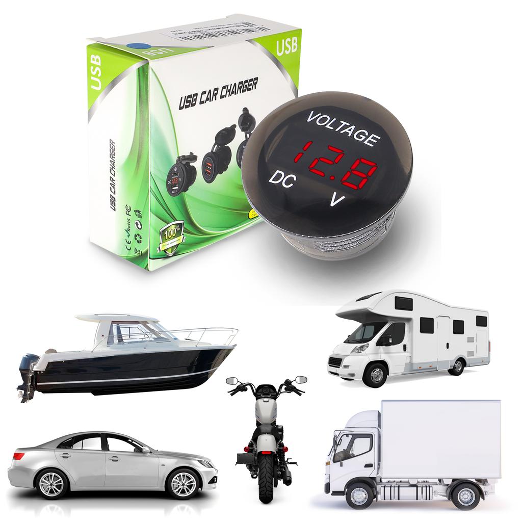 Автомобильный вольтметр для лодки, вольтметр, вольтметр для лодки, цифровой дисплей, 12 В, сенсорный переключатель вкл/выкл, водонепроницаемый авто лодка, морской кемпер, квадроцикл