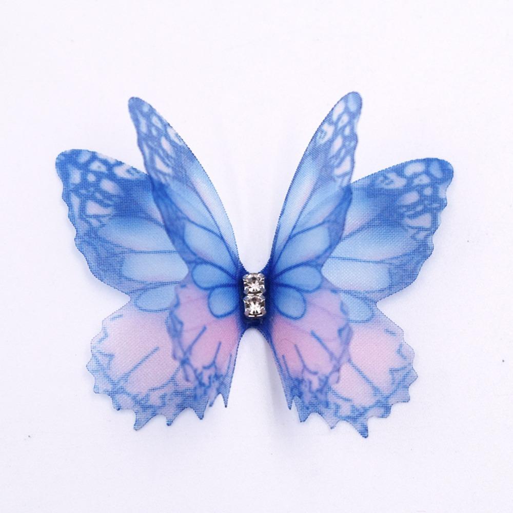 50 шт. двухслойные шифоновые вышитые бабочки-нашивки свадебные аксессуары для волос