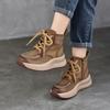 Модные женские ботинки GKTINOO, кроссовки из натуральной кожи, новинка 2024 года, на шнуровке, с круглым носком, женские, ручной работы, ретро, ботильоны на платформе