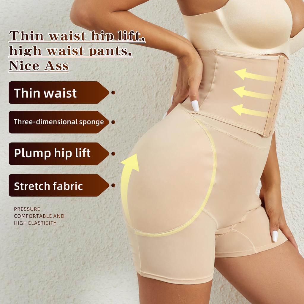 Womens Seamless Butt Lifter Boyshort  Waist Control with Hook Panties Hip Enhancer Underwear Padded Ass Up Briefs Fake Pads