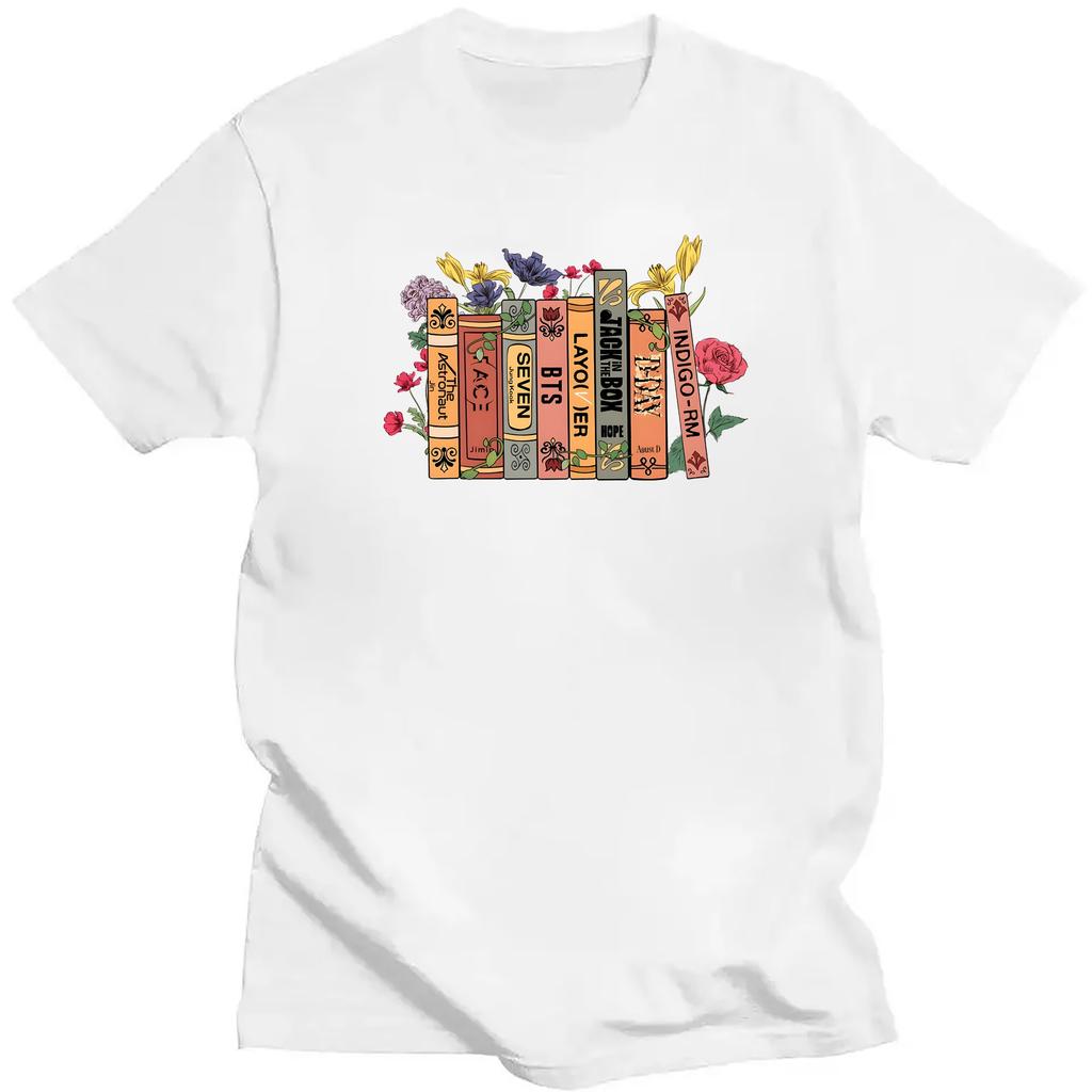 ZX TEE Футболка с сольным альбомом корейской поп-группы, Винтажная K-pop футболка, Армейская футболка, Женская футболка с альбомом 'Книга и цветок', Футболка Jungkook 'Seven'