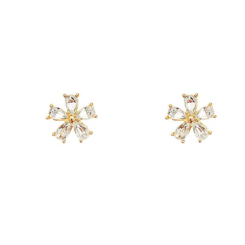 S925 Silver Rhinestone Flower Earrings - Trendy, Versatile, and Elegant for Women