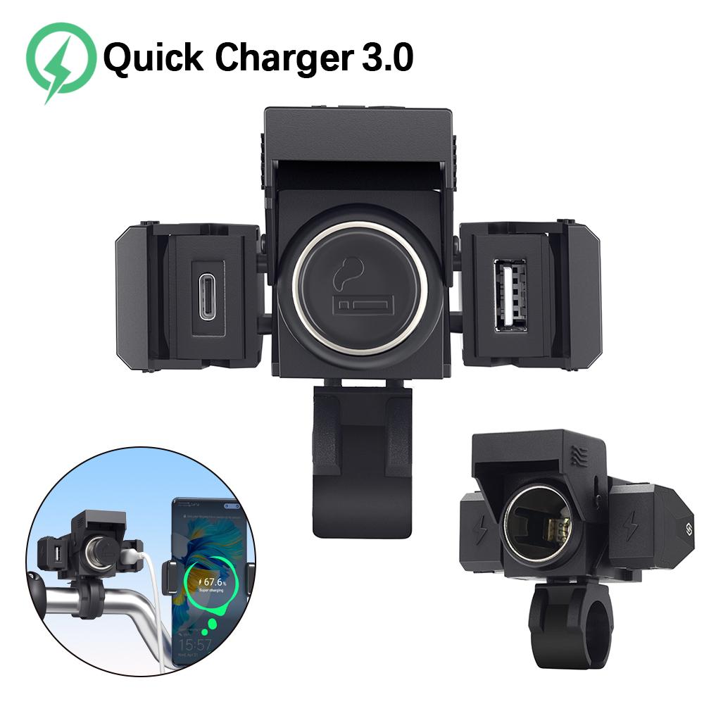 PD QC3.0 3-в-1 розетка USB Type C с прикуривателем Разъем для зарядного устройства аккумулятора мотоцикла Интеллектуальный многофункциональный