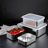 304 Stainless Steel Fresh-Keeping Food Storage Tray with Lid Refrigerator Fruits Sealing Box Meal Case Kitchen Bento Container
