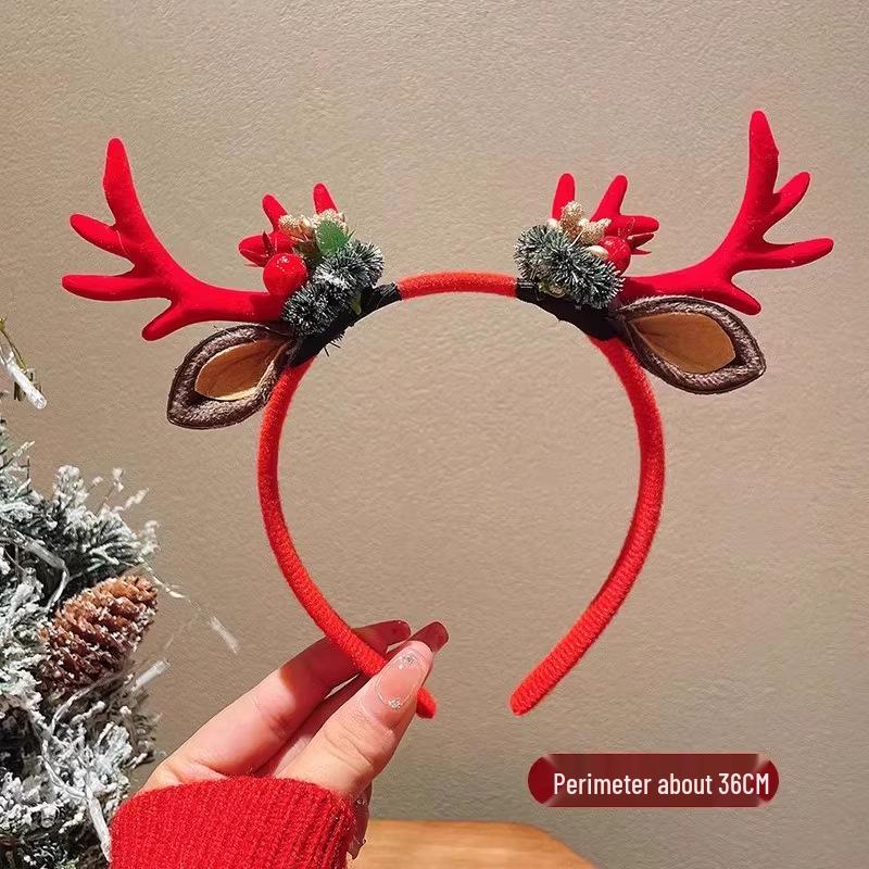Christmas Reindeer Antler Headband - Plush, Cute Hair Accessory for Girls’ Holiday Costume