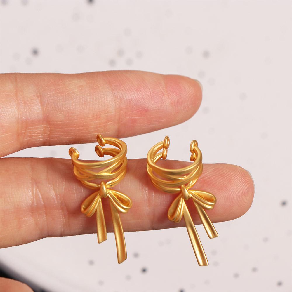 Непрокалываемые ушные манжеты-бантики на шнуровке Харадзюку Серьги-бантики Винтажные Ушные манжеты-ленты в стиле Balletcore Девочки