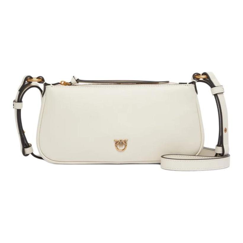 PINKO Half Moon Love Birds Logo Commuter Casual Mini Shoulder Crossbody Bag Women bags Beige 105069-A0QO-Z14Q