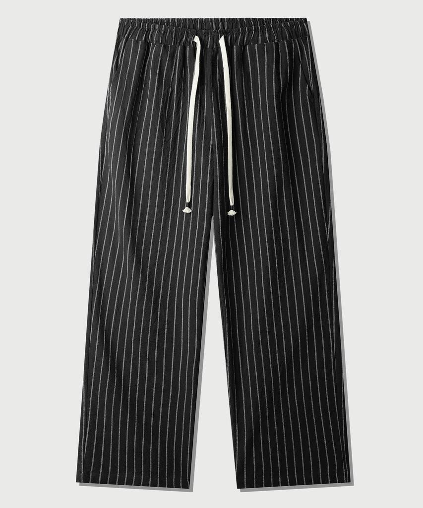 JEMUT Summer Striped Wide Pants Black Mmlp2628