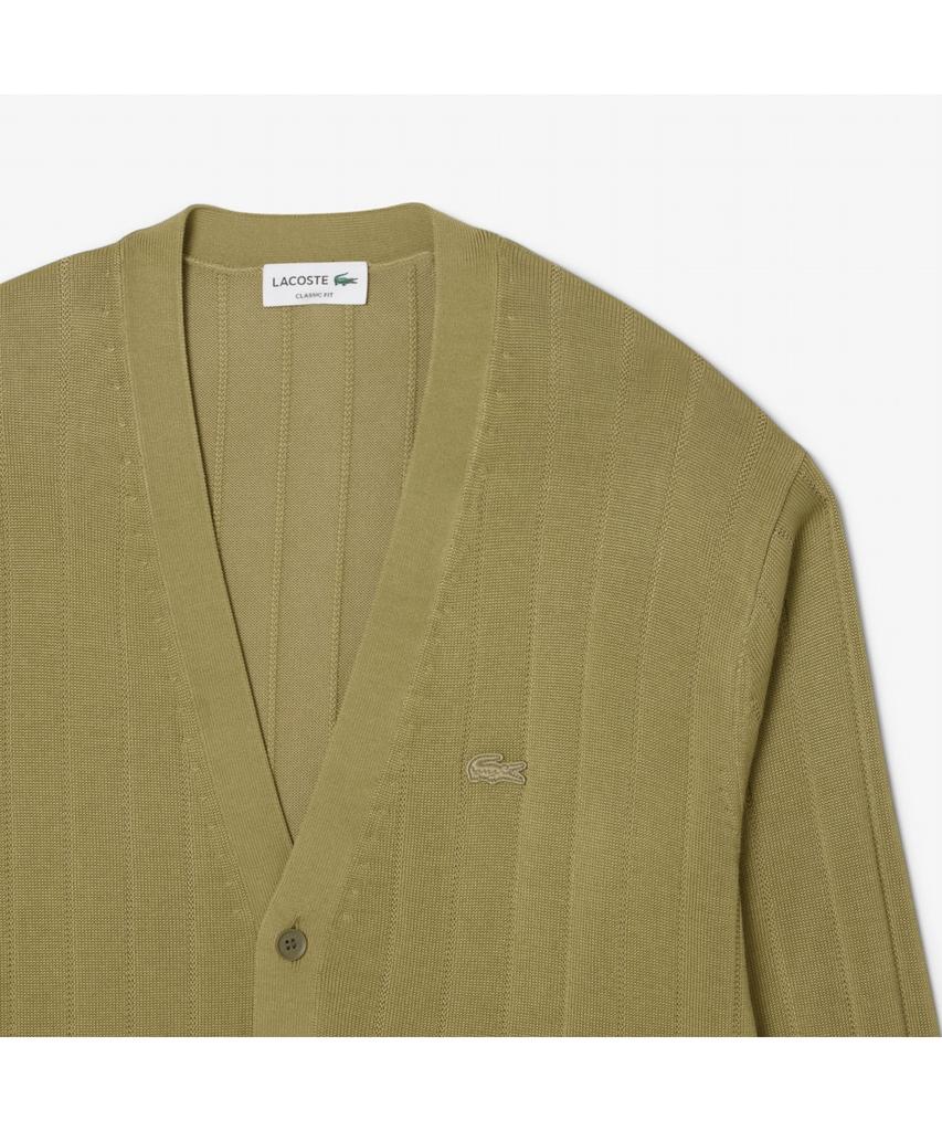 Мужской хлопковый в рубчик кардиган Lacoste Ah5338-55N E9F
