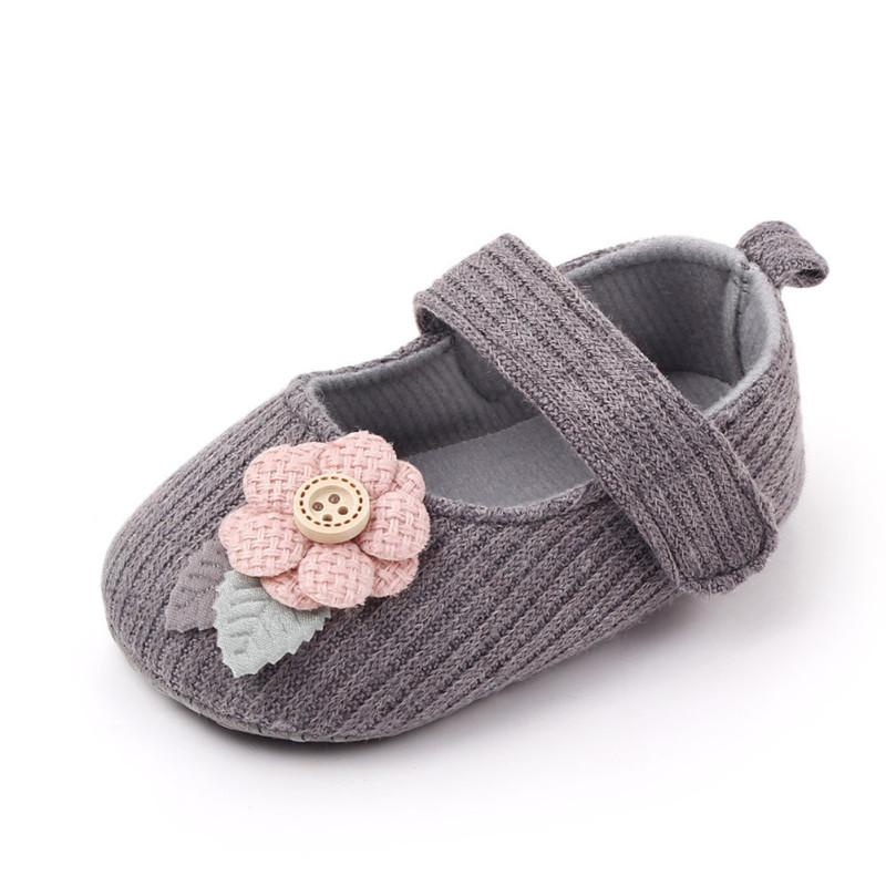 Baby Toddler Shoes Cotton Non-slip Soft Sole Small Flower Decoration Kids Indoor Knitted Sneakers