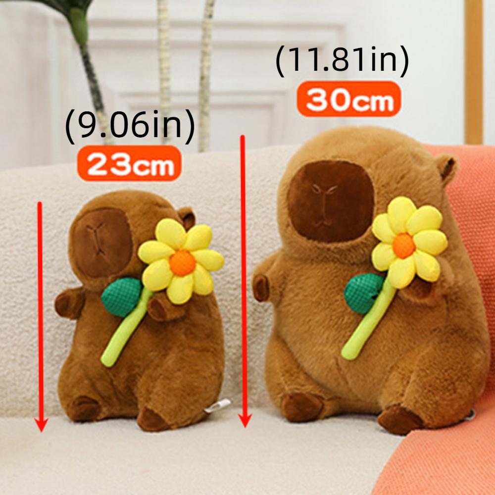 Brown Capybara Plush Doll Fluffy Capybara Stuffed Doll Lovely Flower Capybara Plush Toy  Birthday