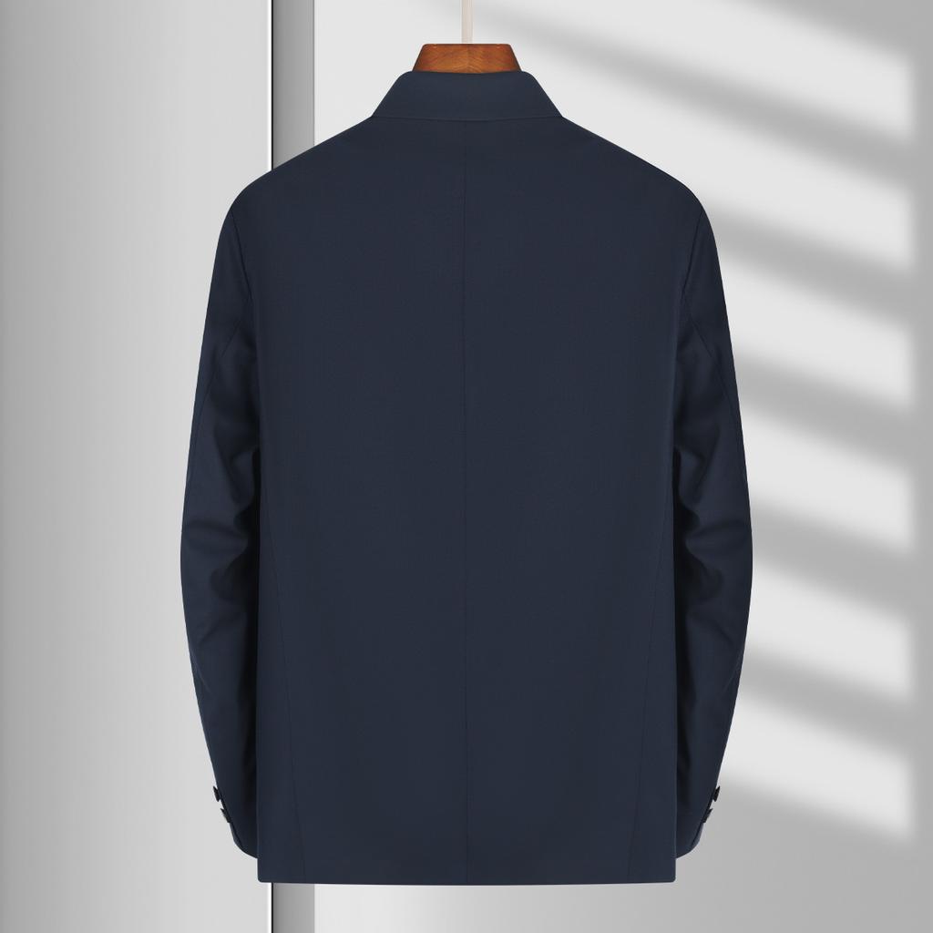 [Bold and Stylish] Spring and Autumn New Solid Color Versatile Business and Leisure Flip Collar Single breasted Jacket Men's Coat