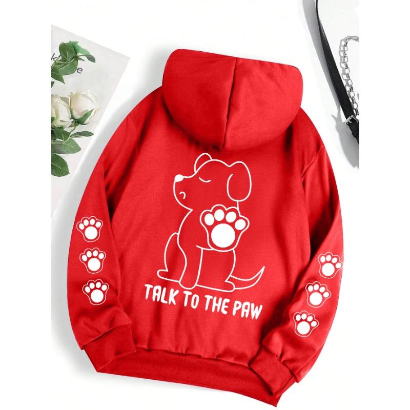 Talk To The Paw Смешная собака мультфильм принт толстовка женская теплая флисовая толстовка модная повседневная с капюшоном осень свободная круглая горловина женские топы