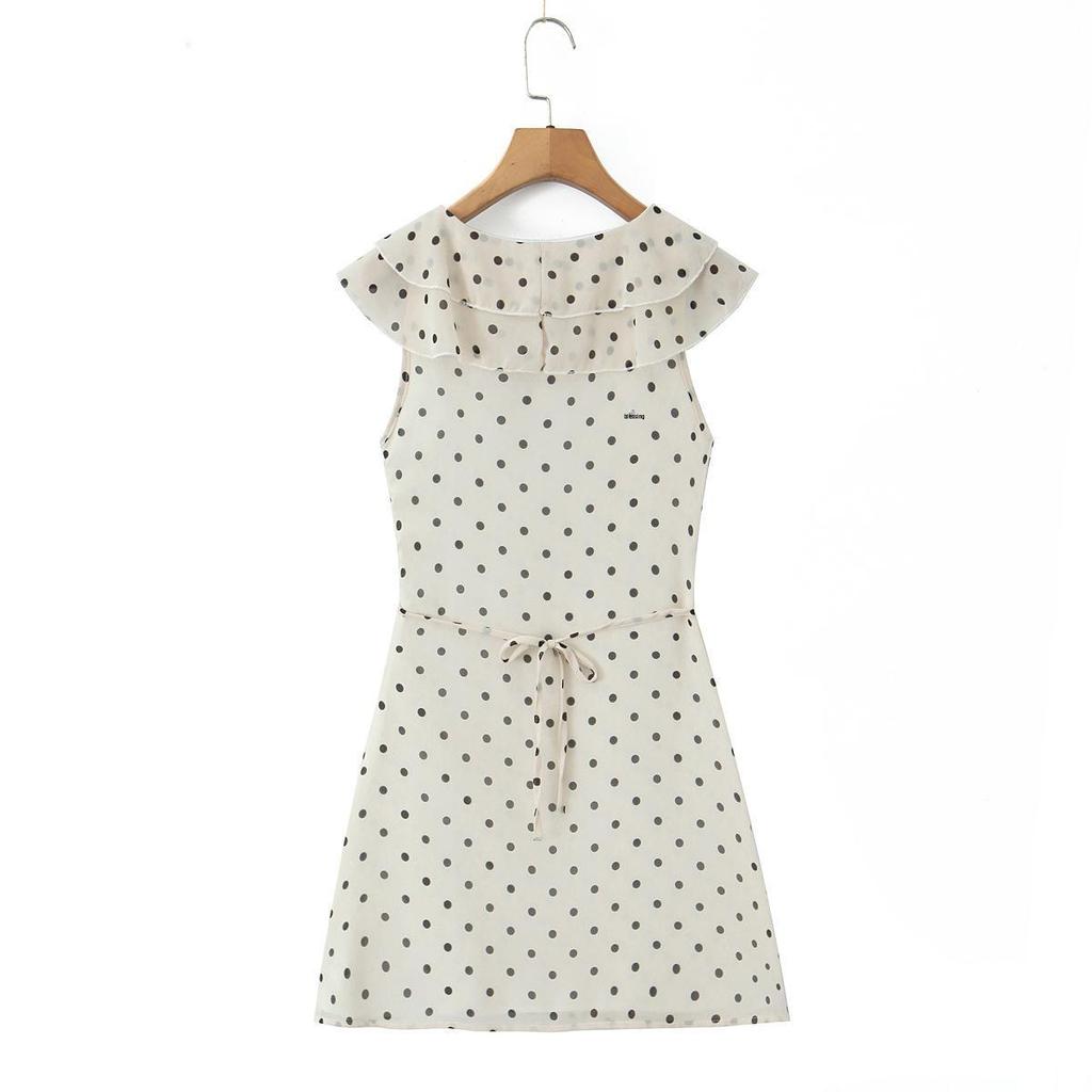 2026 Шикарное мини-платье из шифона в горошек с оборками и V-образным вырезом