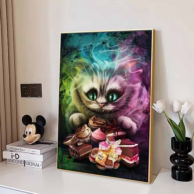 Disney Алмазная живопись Алиса в Стране чудес Чеширский кот Тематическая художественная иллюстрация 5D Вышивка крестом Подвесной принт 5D ПазлМозаикаВышивкаУкрашение дома