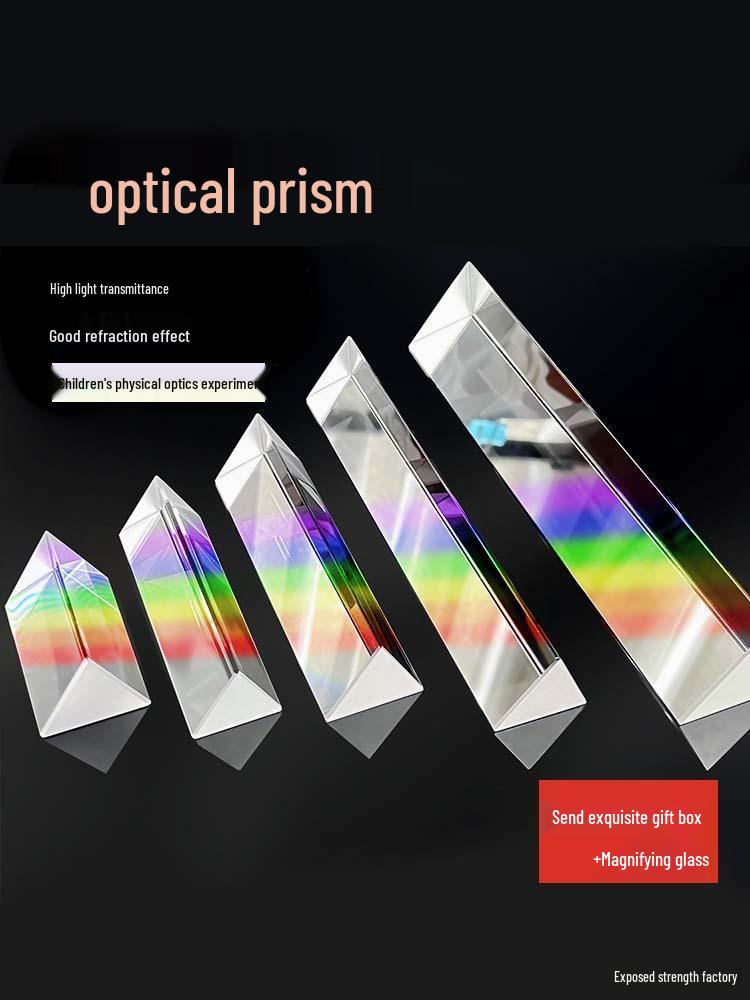 Rainbow Optical Glass Prism for Photography and Physics Experiments - Large & Small Sizes