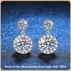 D Color 1CT 6.5mm Moissanite Drop Earrings For Women Girls Party Fine Jewelry S925 Sterling Silver Diamond Stud Earring