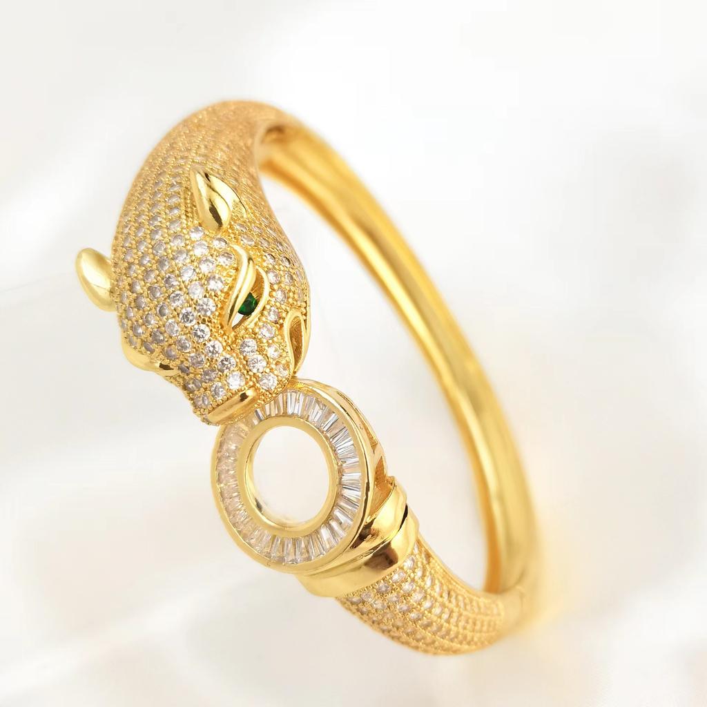 Персонализированный браслет с изображением гепарда и головы леопарда с циркониевым покрытием