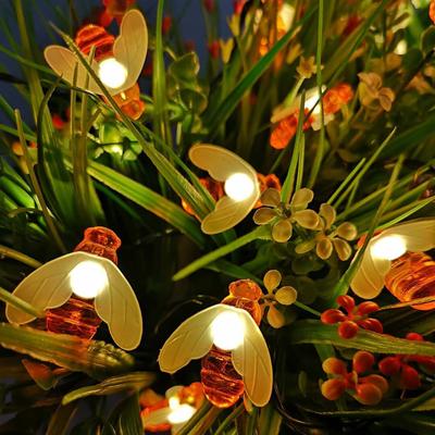 Наружные 30 светодиодных гирлянд в форме пчелы на солнечной энергии, водонепроницаемые садовые фонари