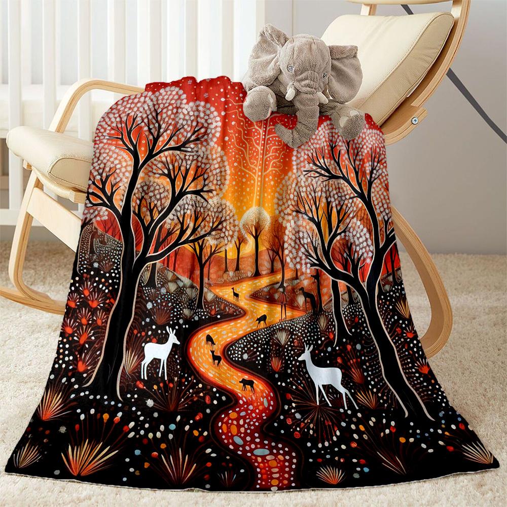 Australian Aboriginal Style 95 Blanket Comfortable Great for Bed Chair Seaside Four Seasons Universal Playful Design