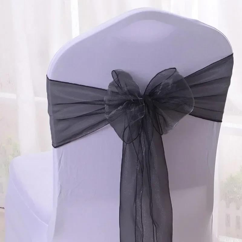 25Pcs Chairs Sashes for Wedding Chair Covers Chair Bow Sashes Chairs Ribbons for Party Ceremony Wedding Chair Decoration