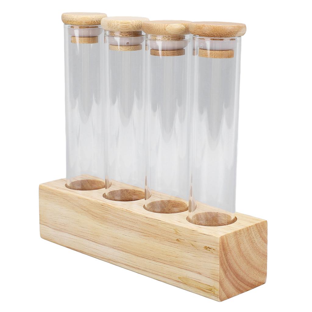 Coffee Bean Jars Canisters Coffee Storage Containers with Solid Wood Base Airtight Lids Single Dose Coffee Bean Storage