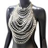 Multiple Layer Imitation Pearls Chest Necklace Detachable Chains Evening Party Wear Comfortable Fit