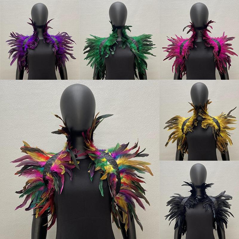 Halloween Cosplay Shawl Natural Feather Shrugs Shawl Luxury Feather Cape