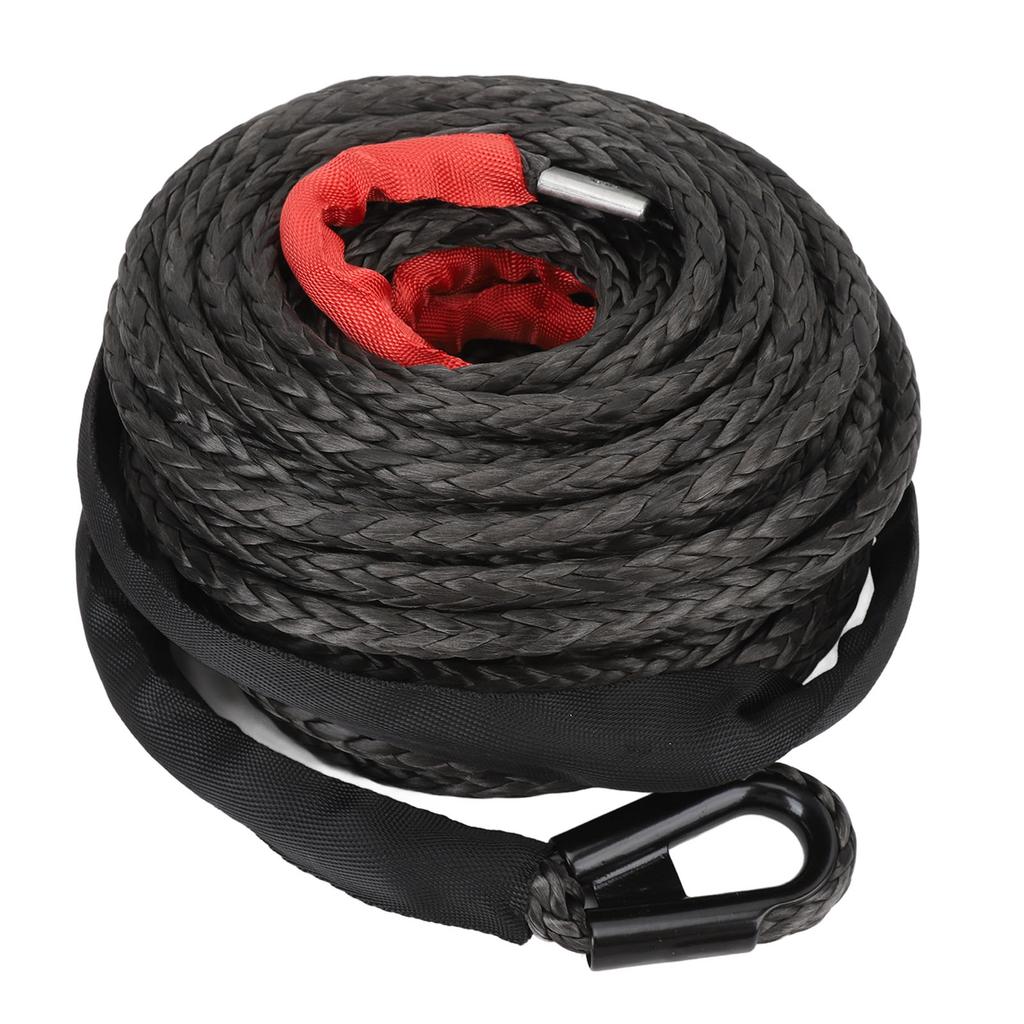 Synthetic Winch Rope with Protective Sleeve High Toughness 7.5T Strength 9.5mm X 25m for 4WD Off Road Vehicle ATV UTV
