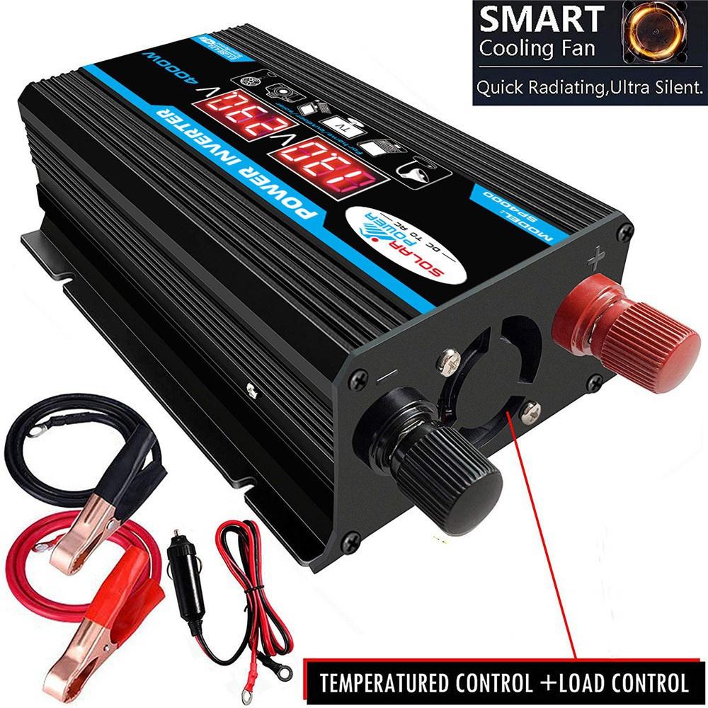 Car Inverter 12V To 220V Power Converter Pure Sine Wave LED Display Dual USB Car Inverter Charger Universal